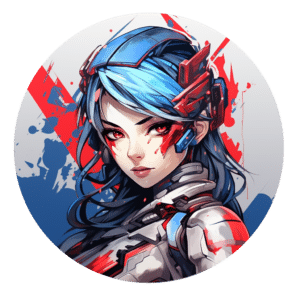 Anime | Futuristic Spacecraft Design | Female Space Captain  | red, blue, white